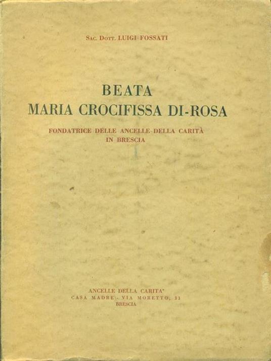 Beata Maria crocifissa Di-Rosa - Luigi Fossati - copertina