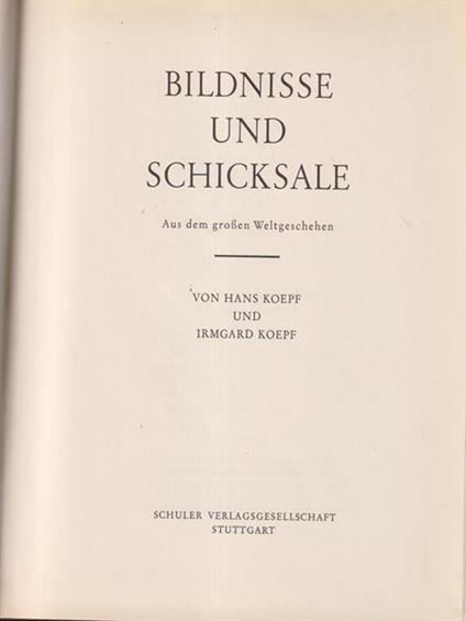 Bildnisse und schicksale - copertina