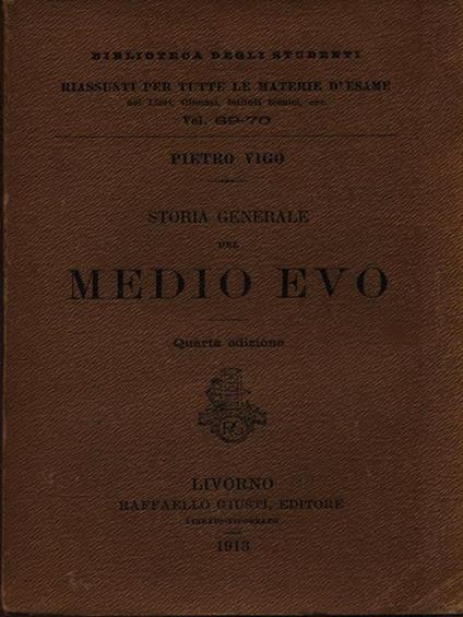 Storia generale del Medio Evo - Pietro Vigo - copertina