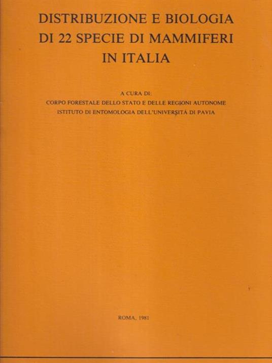 Distribuzione e biologia di 22 specie di mammiferi in Italia - copertina