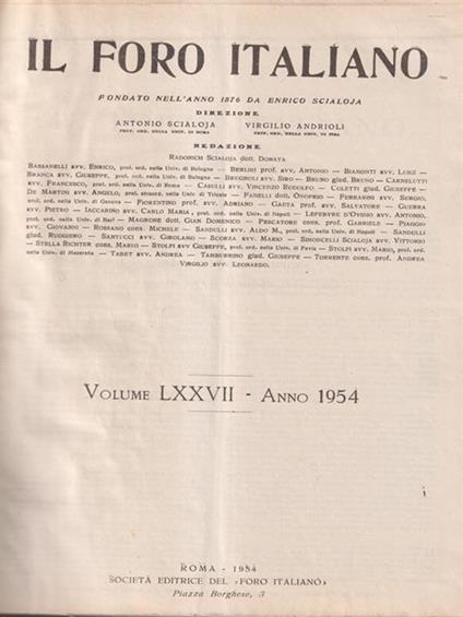 Il Foro Italiano 1954 - copertina