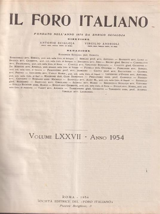 Il Foro Italiano 1954 - copertina