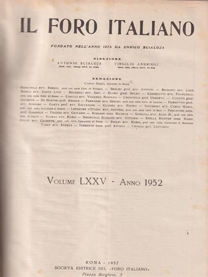 Il foro italiano 1952 - copertina