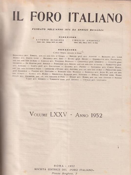 Il foro italiano 1952 - copertina