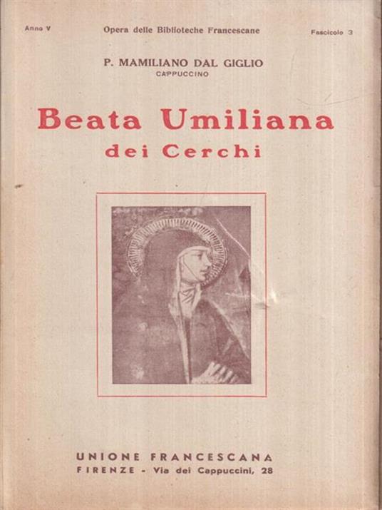 Beata Umiliana dei Cerchi - P. Mamiliano Dal Giglio - copertina