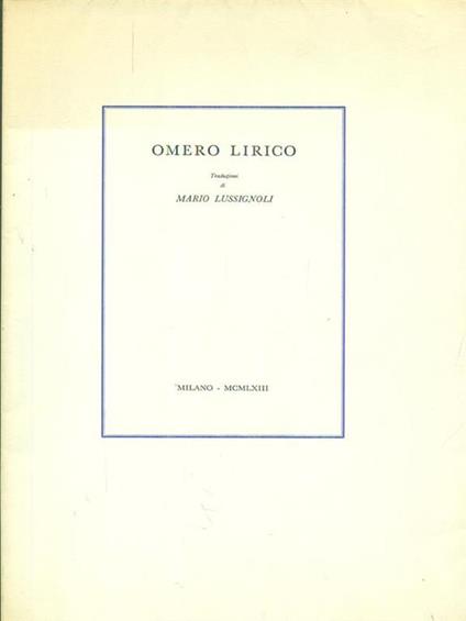 Omero Lirico - Mario Lussignoli - copertina