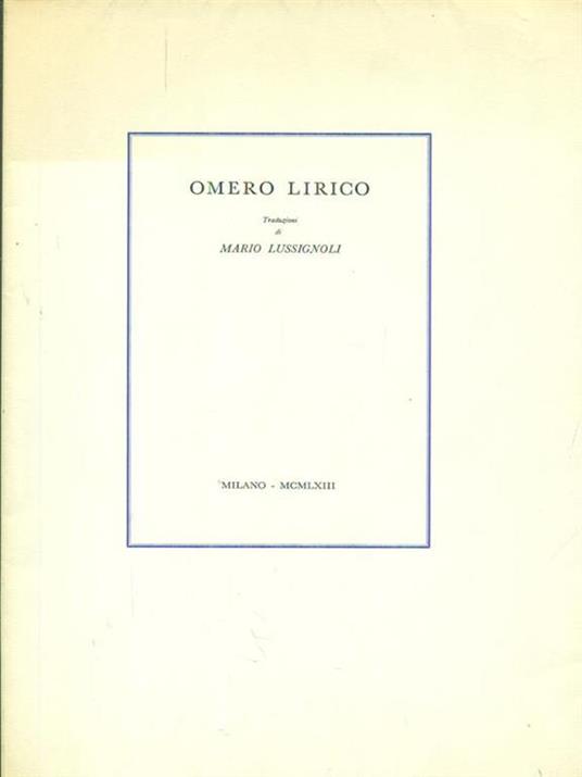 Omero Lirico - Mario Lussignoli - copertina