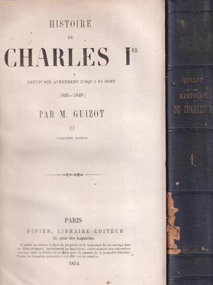 Histoire de Charles I - Vol. 1 e 2 - M. Guizot - copertina