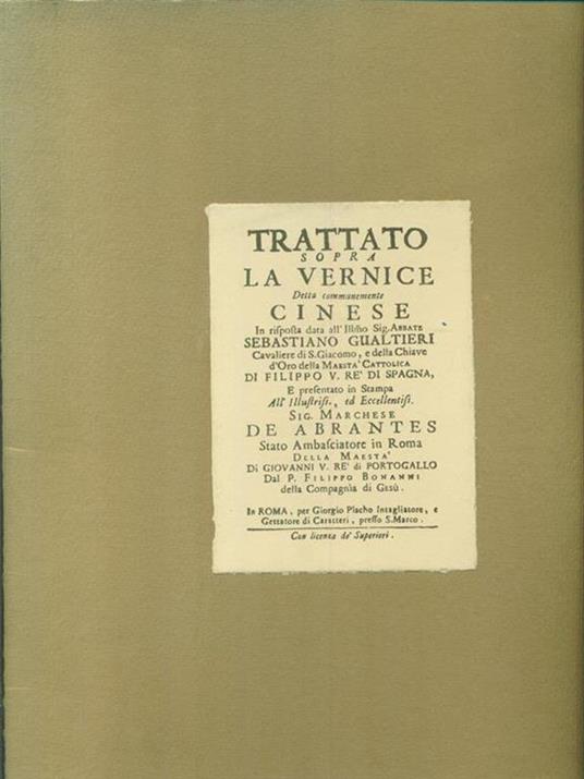 Trattato sopra la vernice detta communemente Cinese 5 calcografie originali su carta a mano - copertina