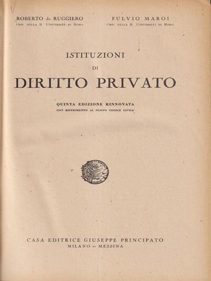 Istituzioni di diritto privato - de Ruggiero - copertina