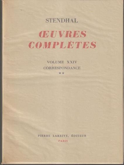 Oeuvres completes (non completa solo n. XVIII-XIX-XXIV-XXV) - Stendhal - copertina