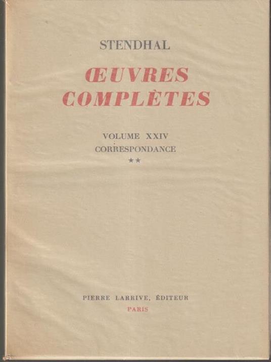 Oeuvres completes (non completa solo n. XVIII-XIX-XXIV-XXV) - Stendhal - copertina