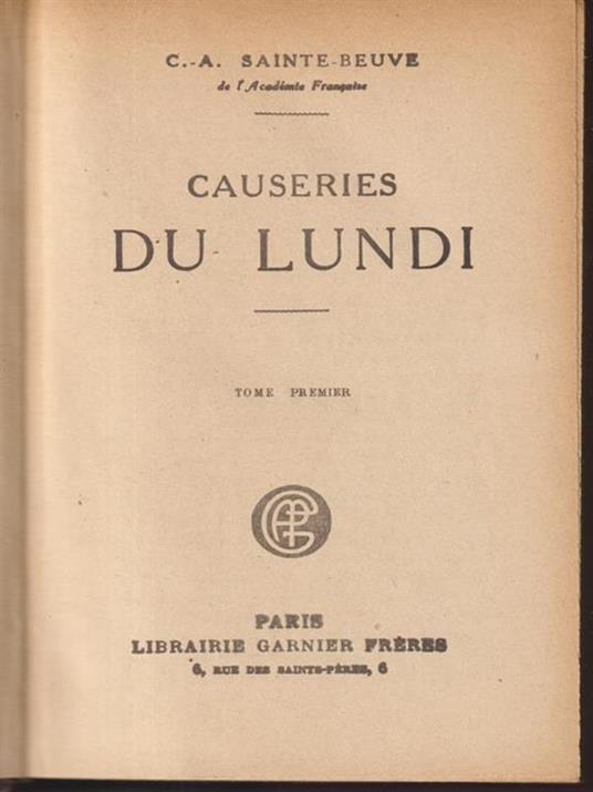 Causeries du Lundi 16 vv - Charles A. Sainte-Beuve - copertina