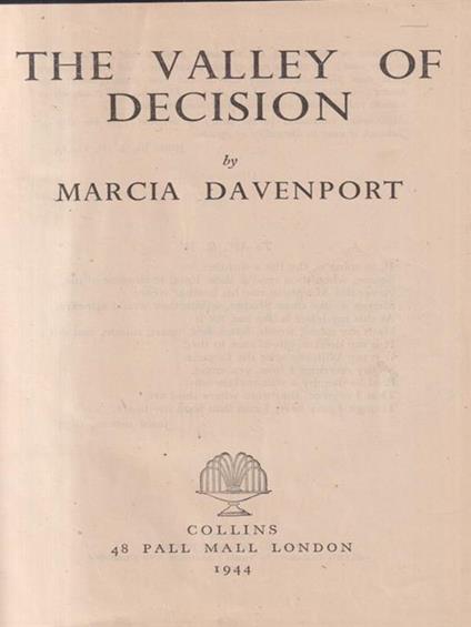 The valley of decision - Marcia Davenport - copertina
