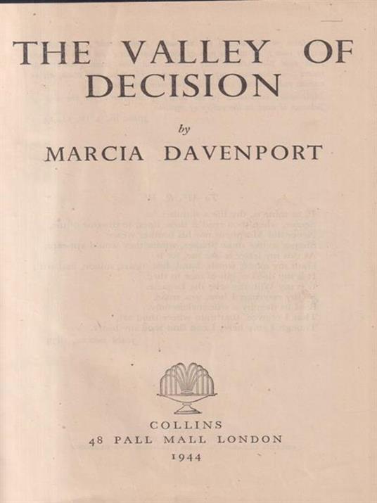 The valley of decision - Marcia Davenport - copertina
