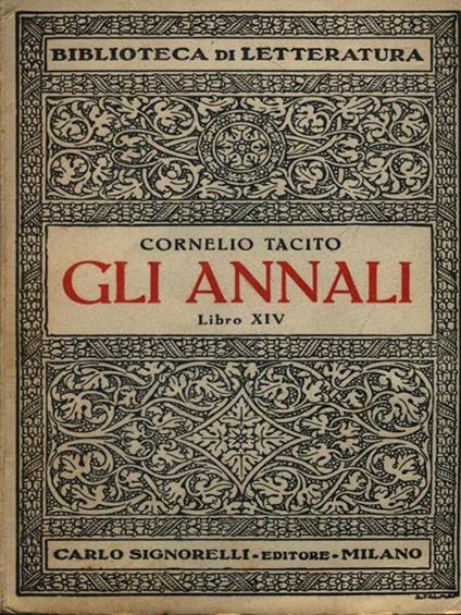Gli annali libro XIV - P. Cornelio Tacito - copertina