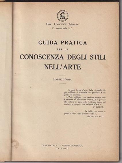   Guida pratica per la conoscenza degli stili nell'arte - Giovanni Aprato - copertina