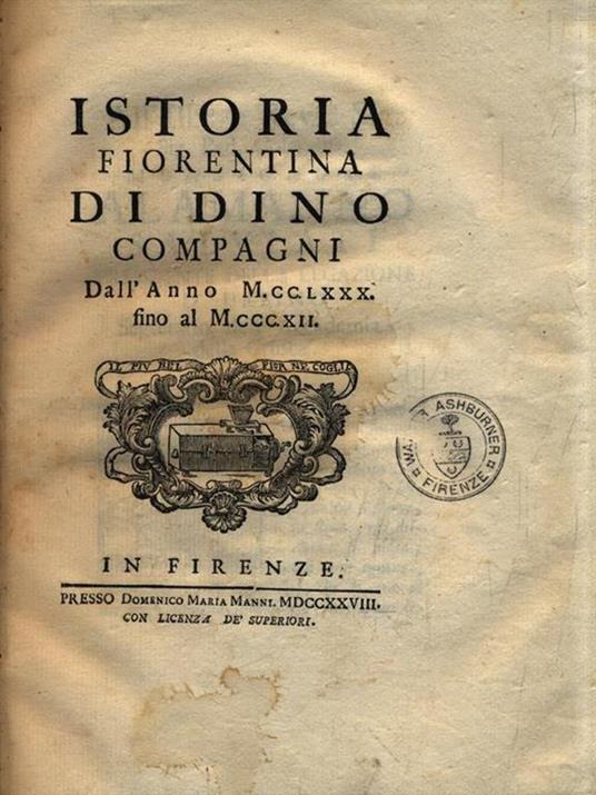   Istoria fiorentina - Dino Compagni - copertina