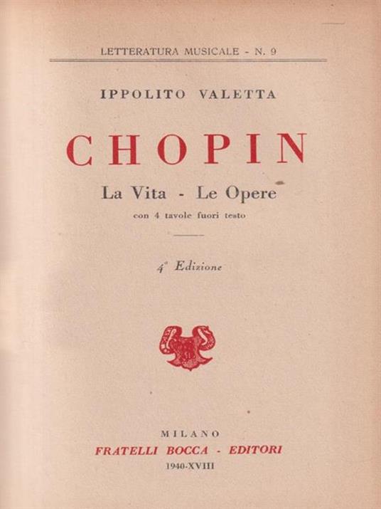   Chopin La vita Le opere - Ippolito Valetta - copertina