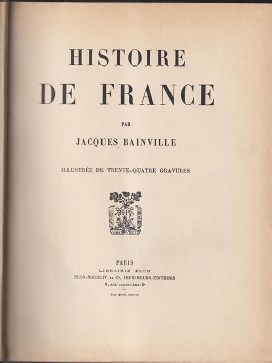 Histoire de France - Jacques Bainville - copertina