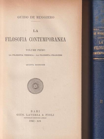 La filosofia contemporanea 2 voll. - Guido De Ruggiero - copertina