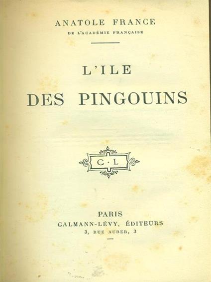 L' ile des pingouins - Anatole France - copertina
