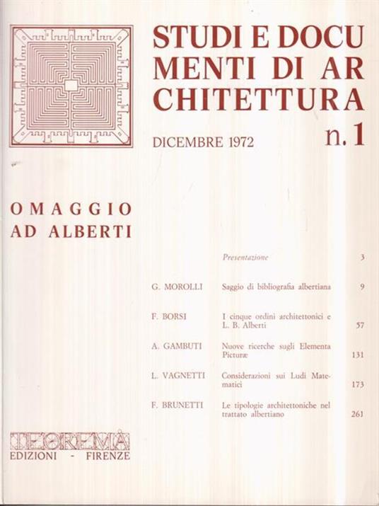 Studi e documenti di architettura n. 1  (Dicembre 1972)  Omaggio ad Alberti - copertina