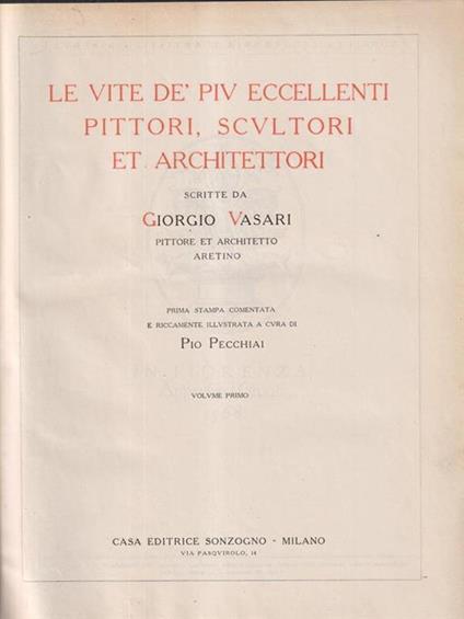 Le vite de più eccellenti pittori, scultori et architettori 3vv - Giorgio Vasari - copertina