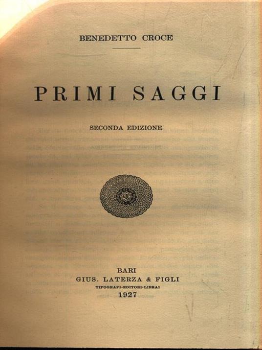   Primi saggi - Benedetto Croce - copertina