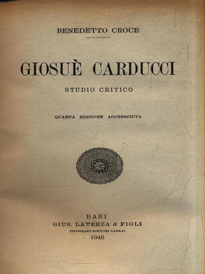   Giosuè Carducci - Studio critico - Benedetto Croce - copertina
