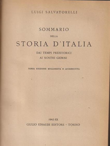   Sommario della storia d'Italia - Luigi Salvatorelli - copertina