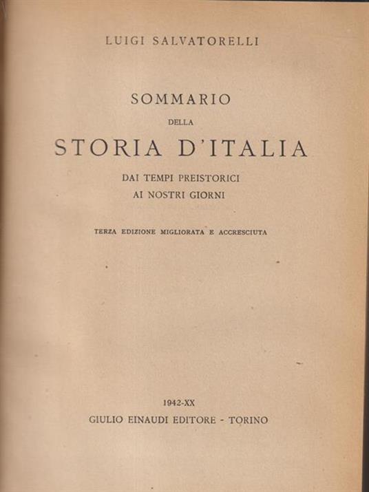   Sommario della storia d'Italia - Luigi Salvatorelli - copertina