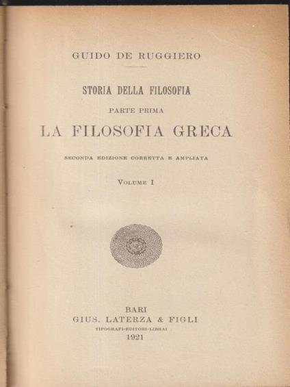   Storia della filosofia 11vv - Guido De Ruggiero - copertina