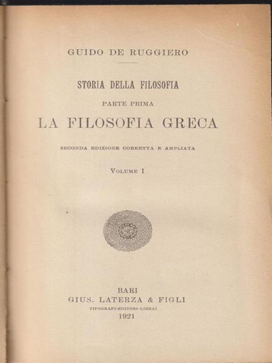   Storia della filosofia 11vv - Guido De Ruggiero - copertina