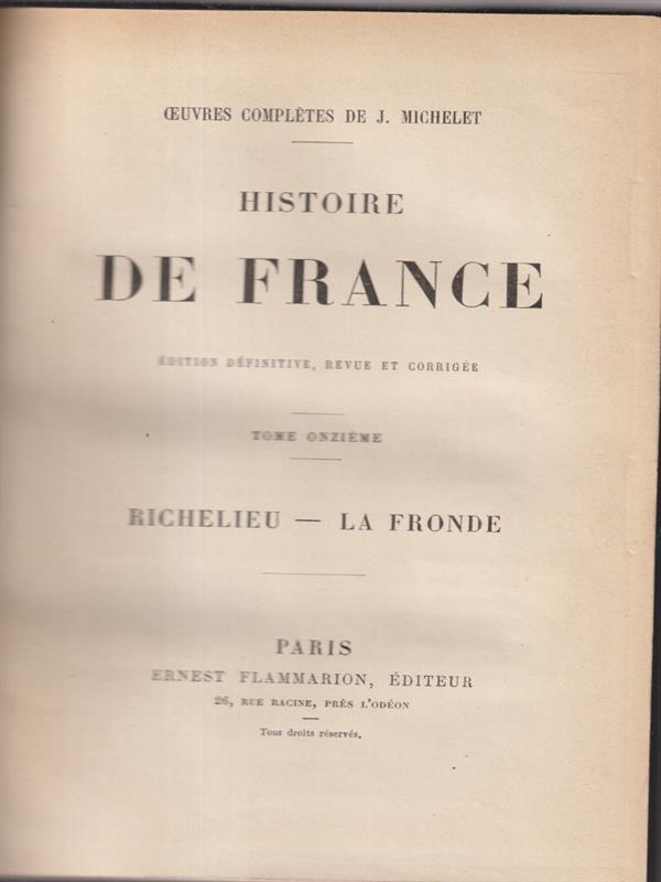   Histoire de France tome XI