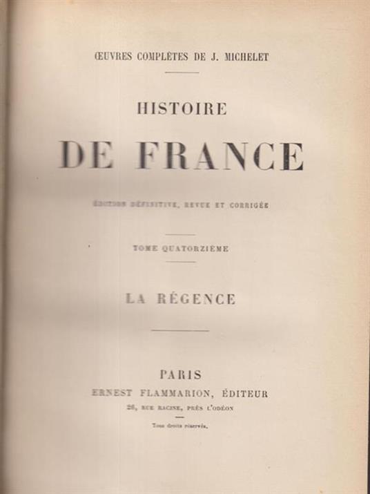   Histoire de France tome XIV - Jules Michelet - copertina