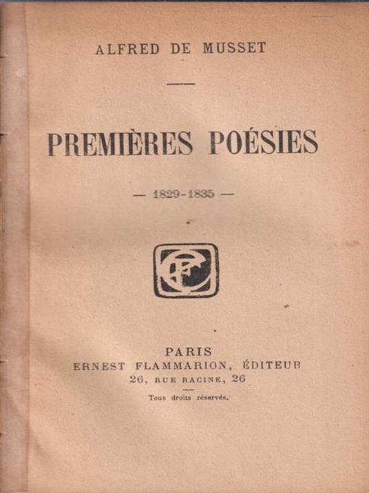 Premieres Poesies - Alfred de Musset - copertina