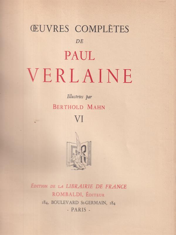   Oeuvres Completes de Paul Verlaine Vol. VI