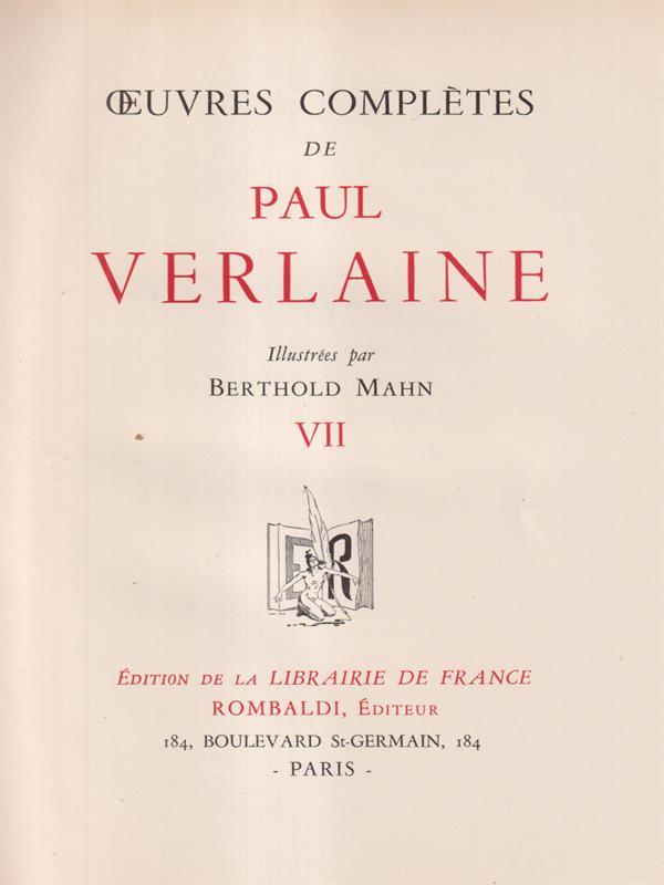  Oeuvres Completes de Paul Verlaine Vol. VII
