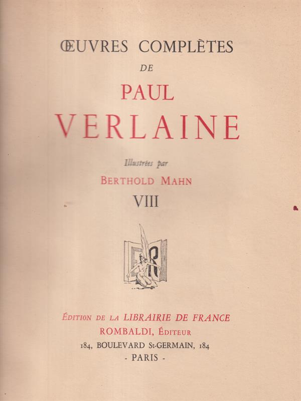   Oeuvres Completes de Paul Verlaine Vol. VIII