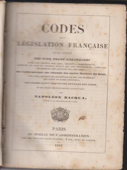 Codes de la legislation francaise - copertina