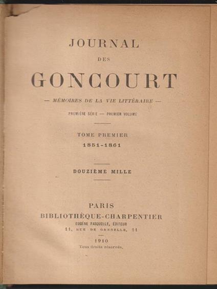   Journal des Goncourt 9 voll - Edmond de Goncourt - copertina