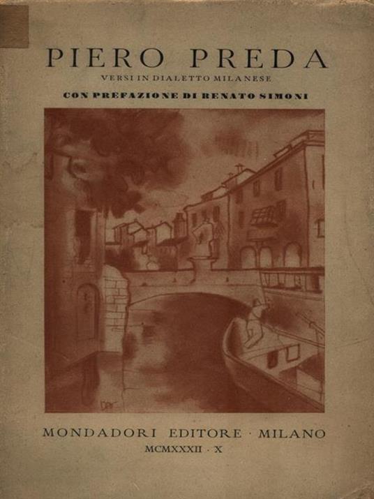   Versi in dialetto milanese - Dedica dell'autore in prima pagina - Piero Preda - copertina