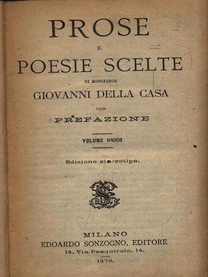   Prose e poesie scelte - Giovanni Della Casa - copertina