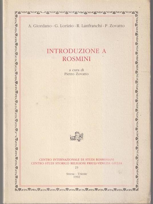   Introduzione a Rosmini - copertina