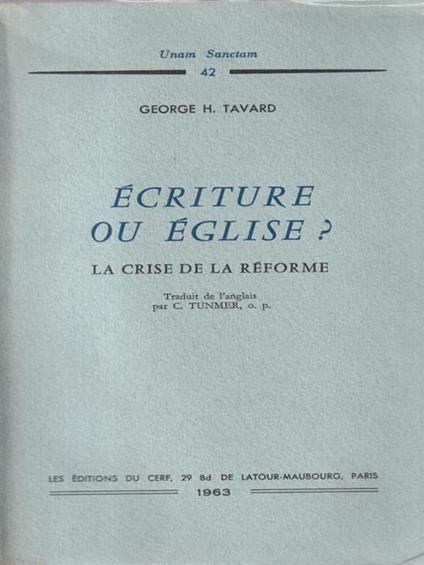 Ecriture ou Eglise? - copertina