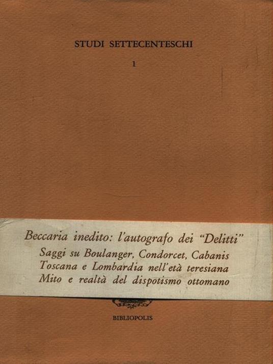   Studi Settecenteschi  1 - Anno I, 1981 - Fascicolo 1 - copertina