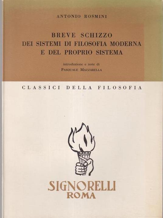   Breve schizzo dei sistemi di filosofia moderna e del proprio sistema - Antonio Rosmini - copertina