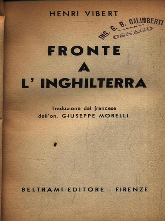 Fronte a Inghilterra - Henry Vibert - copertina