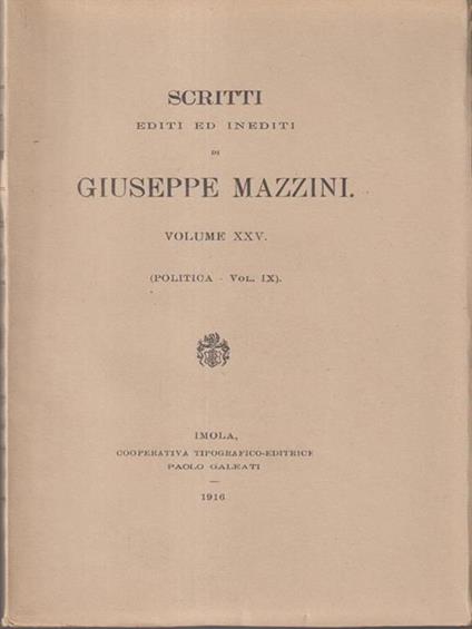   Scritti editi ed inediti di Giuseppe Mazzini vol XXV - copertina